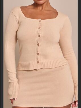 Beige Knit Button up Cardigan